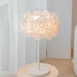 Modern White Hydrangea Table Lamp with Artistic Floral Petal Design and Marble Base