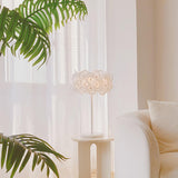 Modern White Hydrangea Table Lamp with Artistic Floral Petal Design and Marble Base