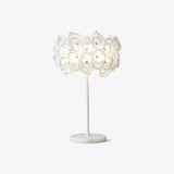 Modern White Hydrangea Table Lamp with Artistic Floral Petal Design and Marble Base