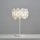 Modern White Hydrangea Table Lamp with Artistic Floral Petal Design and Marble Base