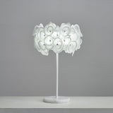 Modern White Hydrangea Table Lamp with Artistic Floral Petal Design and Marble Base