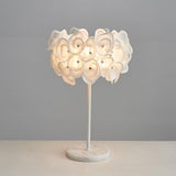 Modern White Hydrangea Table Lamp with Artistic Floral Petal Design and Marble Base