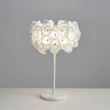 Modern White Hydrangea Table Lamp with Artistic Floral Petal Design and Marble Base