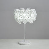 Modern White Hydrangea Table Lamp with Artistic Floral Petal Design and Marble Base