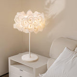 Modern White Hydrangea Table Lamp with Artistic Floral Petal Design and Marble Base