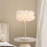 Modern White Hydrangea Table Lamp with Artistic Floral Petal Design and Marble Base