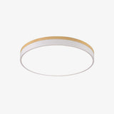 Modern White Round Wooden LED Ceiling Light Flush Mount Fixture for Bedroom and Living Room
