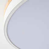 Modern White Round Wooden LED Ceiling Light Flush Mount Fixture for Bedroom and Living Room