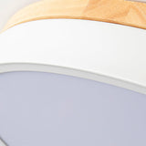 Modern White Round Wooden LED Ceiling Light Flush Mount Fixture for Bedroom and Living Room