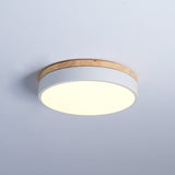 Modern White Round Wooden LED Ceiling Light Flush Mount Fixture for Bedroom and Living Room