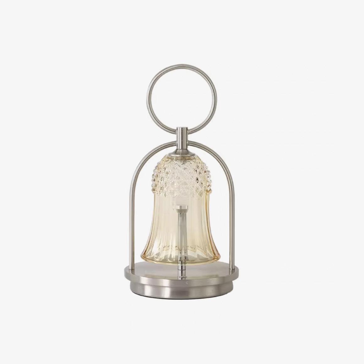 Rechargeable LED Glass Table Lamp Portable Battery Powered Lantern for Bedroom Living Room and Camping