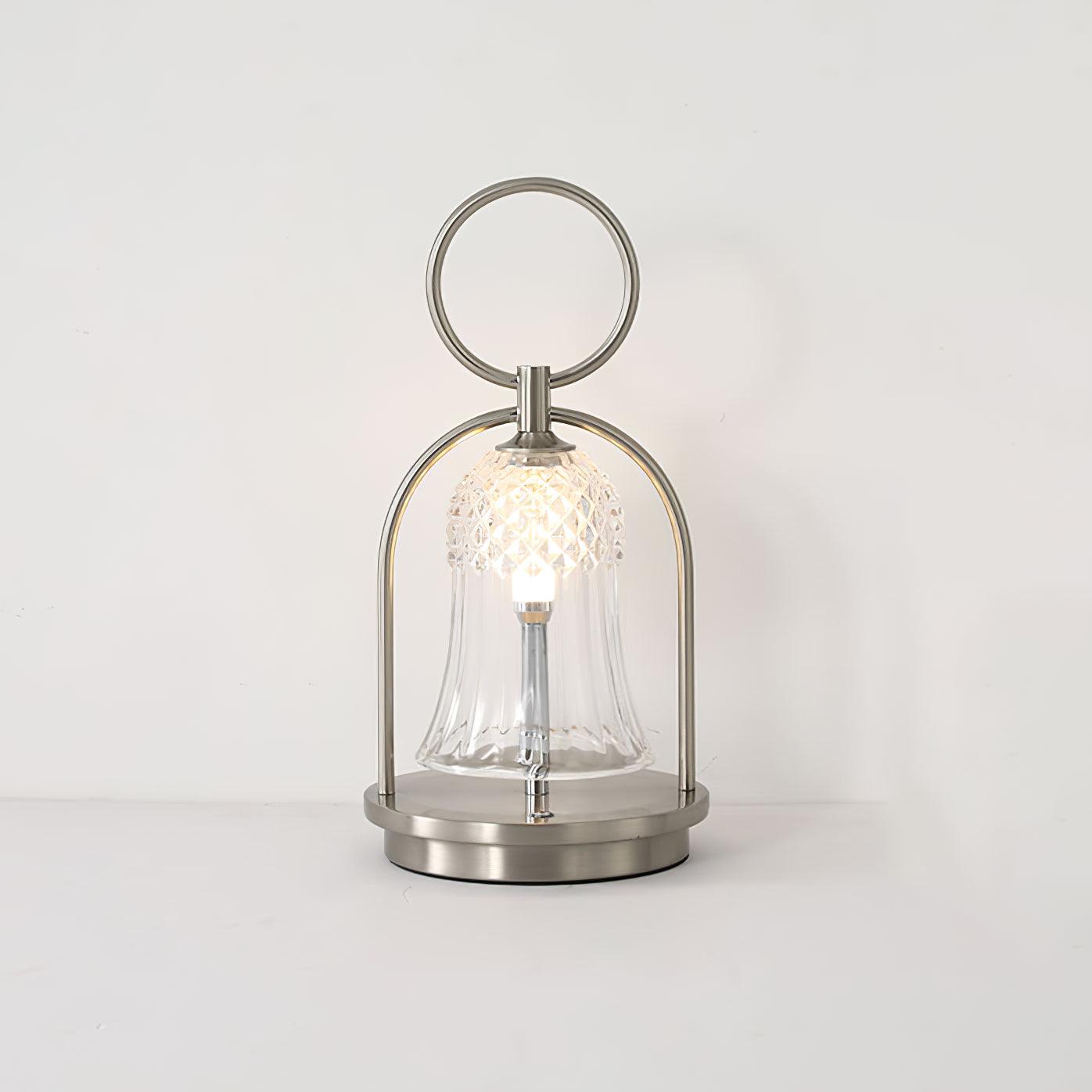 Rechargeable LED Glass Table Lamp Portable Battery Powered Lantern for Bedroom Living Room and Camping