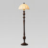 Windsor Mid Century Modern Walnut Floor Lamp with White Fabric Dome Shade