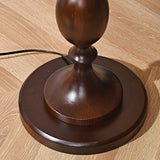 Windsor Mid Century Modern Walnut Floor Lamp with White Fabric Dome Shade