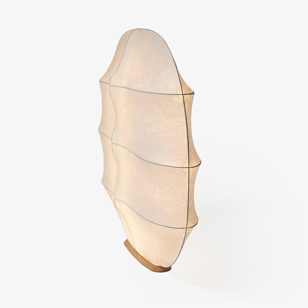 Windsurfing Sculptural Floor Lamp with White Resin Shade and Natural Wood Base