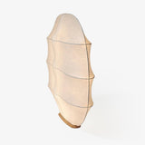 Windsurfing Sculptural Floor Lamp with White Resin Shade and Natural Wood Base