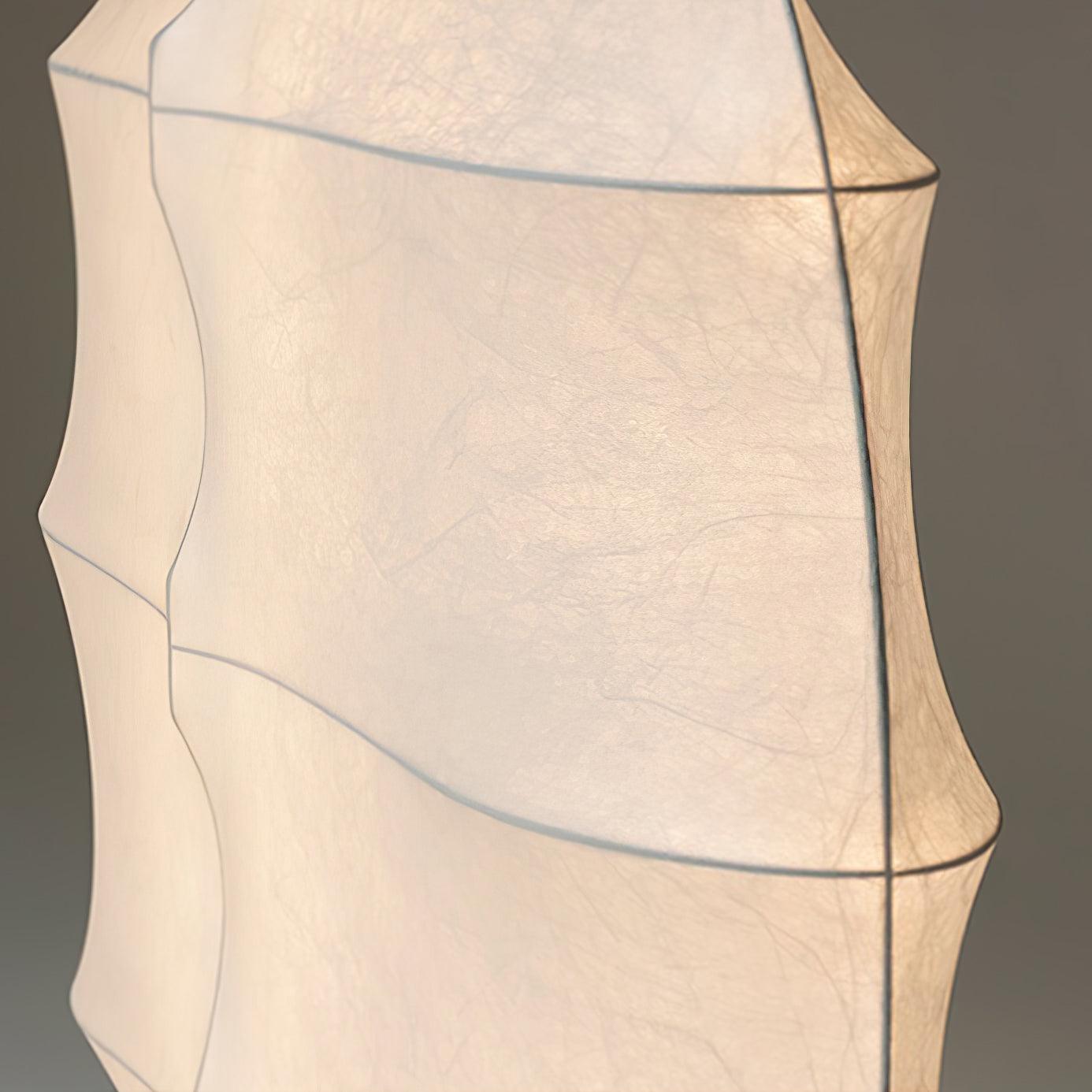 Windsurfing Sculptural Floor Lamp with White Resin Shade and Natural Wood Base