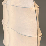 Windsurfing Sculptural Floor Lamp with White Resin Shade and Natural Wood Base