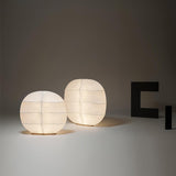 Windsurfing Sculptural Floor Lamp with White Resin Shade and Natural Wood Base