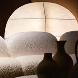 Windsurfing Sculptural Floor Lamp with White Resin Shade and Natural Wood Base