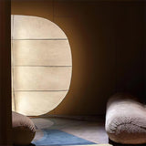 Windsurfing Sculptural Floor Lamp with White Resin Shade and Natural Wood Base
