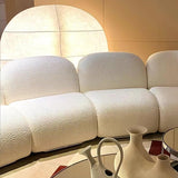 Windsurfing Sculptural Floor Lamp with White Resin Shade and Natural Wood Base