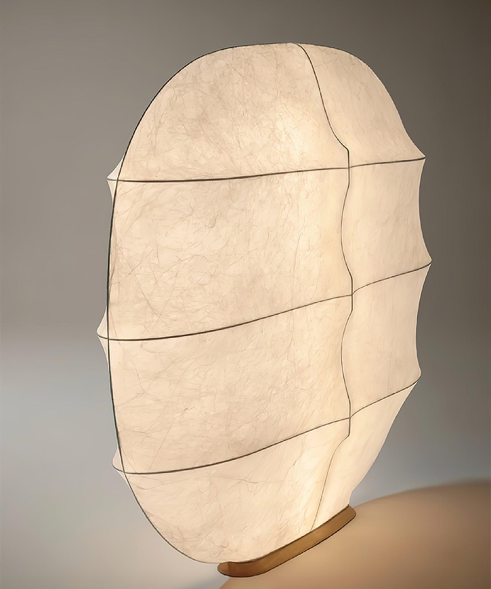 Windsurfing Sculptural Floor Lamp with White Resin Shade and Natural Wood Base