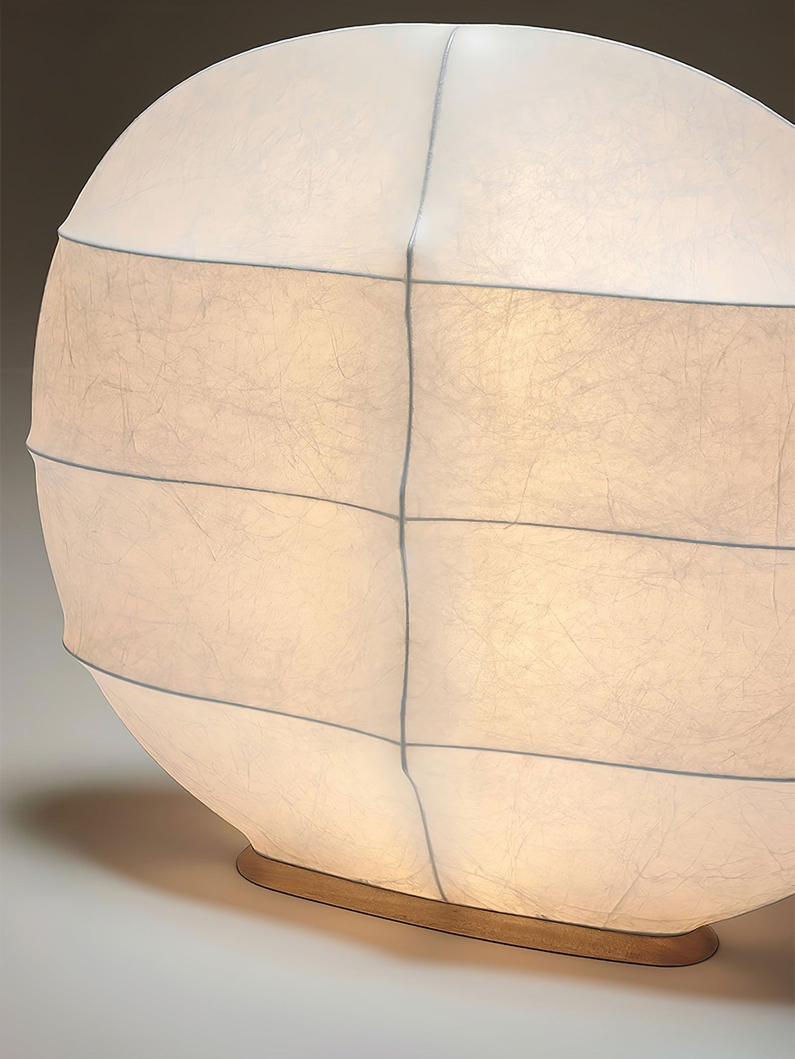 Windsurfing Sculptural Floor Lamp with White Resin Shade and Natural Wood Base