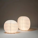Windsurfing Sculptural Floor Lamp with White Resin Shade and Natural Wood Base