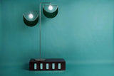 Art Deco Geometric Standing Lamp with Multi Color Tassel Fringes and Glass Globe
