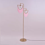Art Deco Geometric Standing Lamp with Multi Color Tassel Fringes and Glass Globe