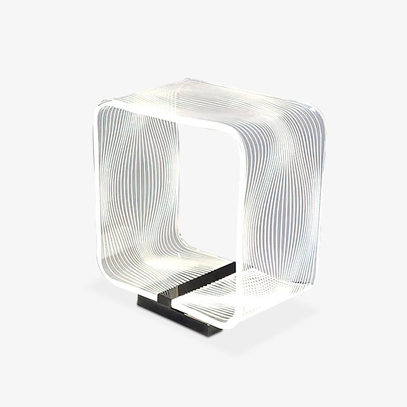 Modern Acrylic Geometric Cube LED Table Lamp Laser Engraved Portable Mood Lighting