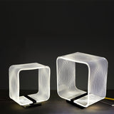 Modern Acrylic Geometric Cube LED Table Lamp Laser Engraved Portable Mood Lighting