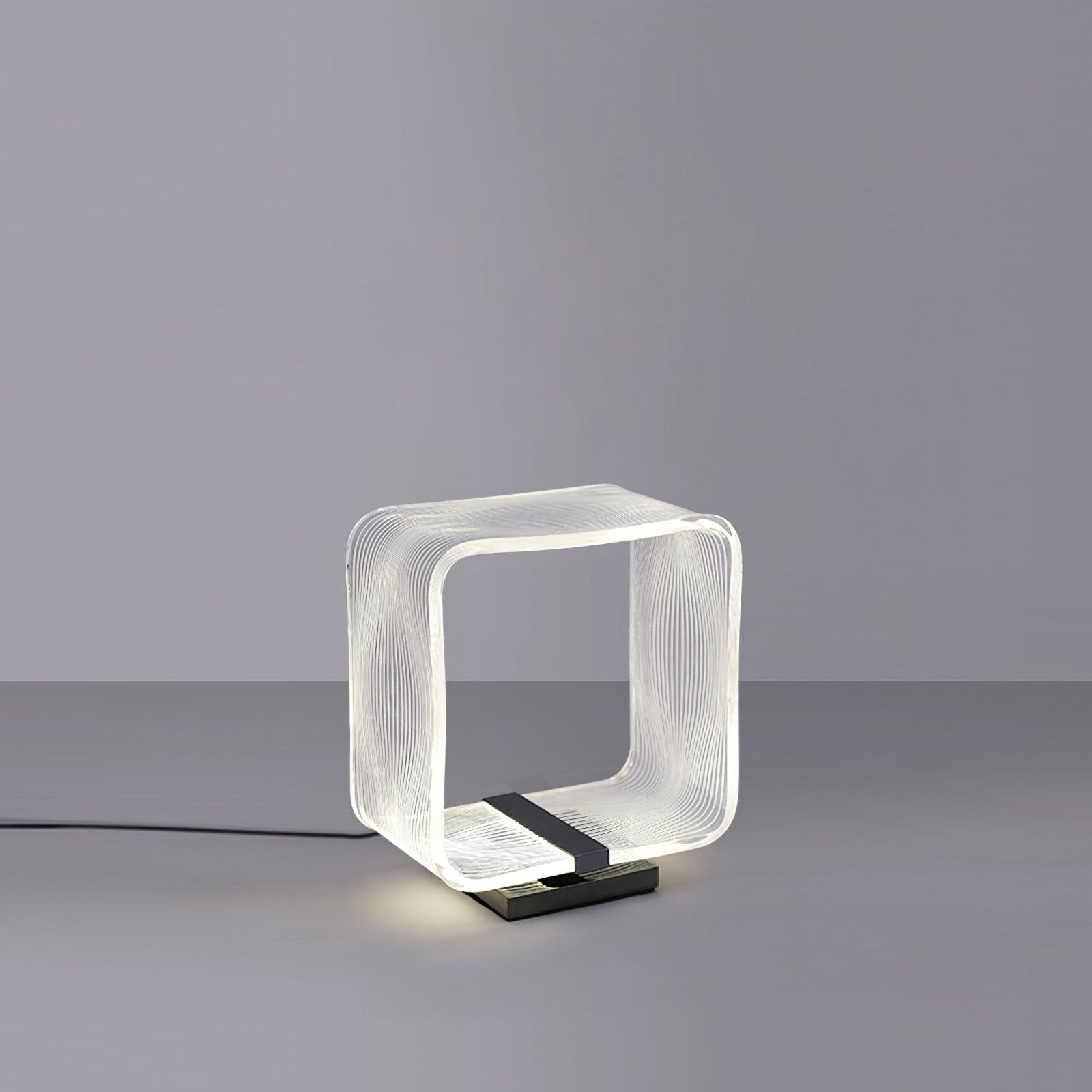 Modern Acrylic Geometric Cube LED Table Lamp Laser Engraved Portable Mood Lighting