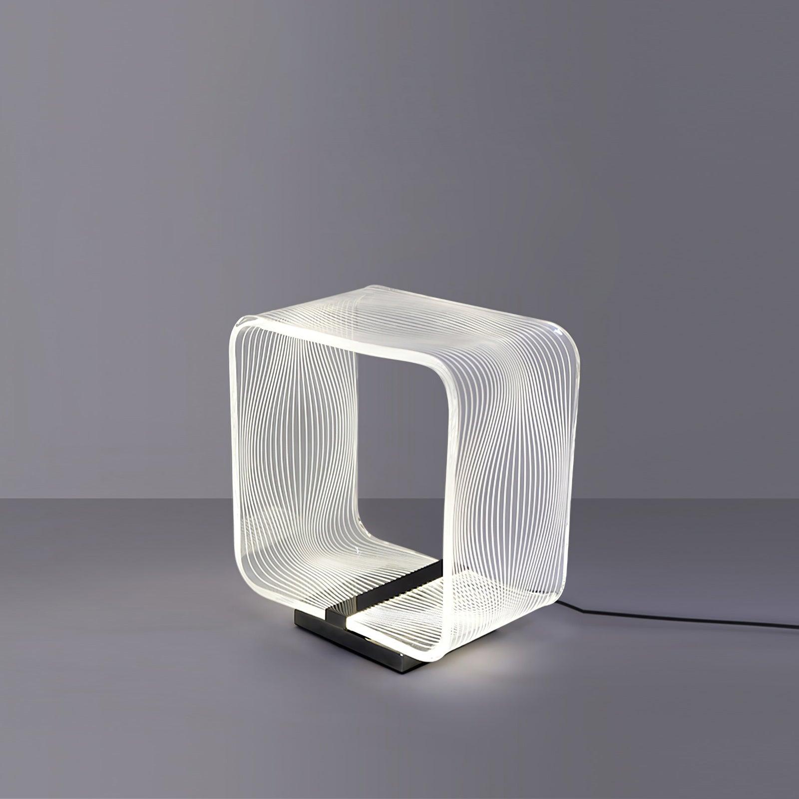 Modern Acrylic Geometric Cube LED Table Lamp Laser Engraved Portable Mood Lighting