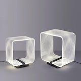 Modern Acrylic Geometric Cube LED Table Lamp Laser Engraved Portable Mood Lighting