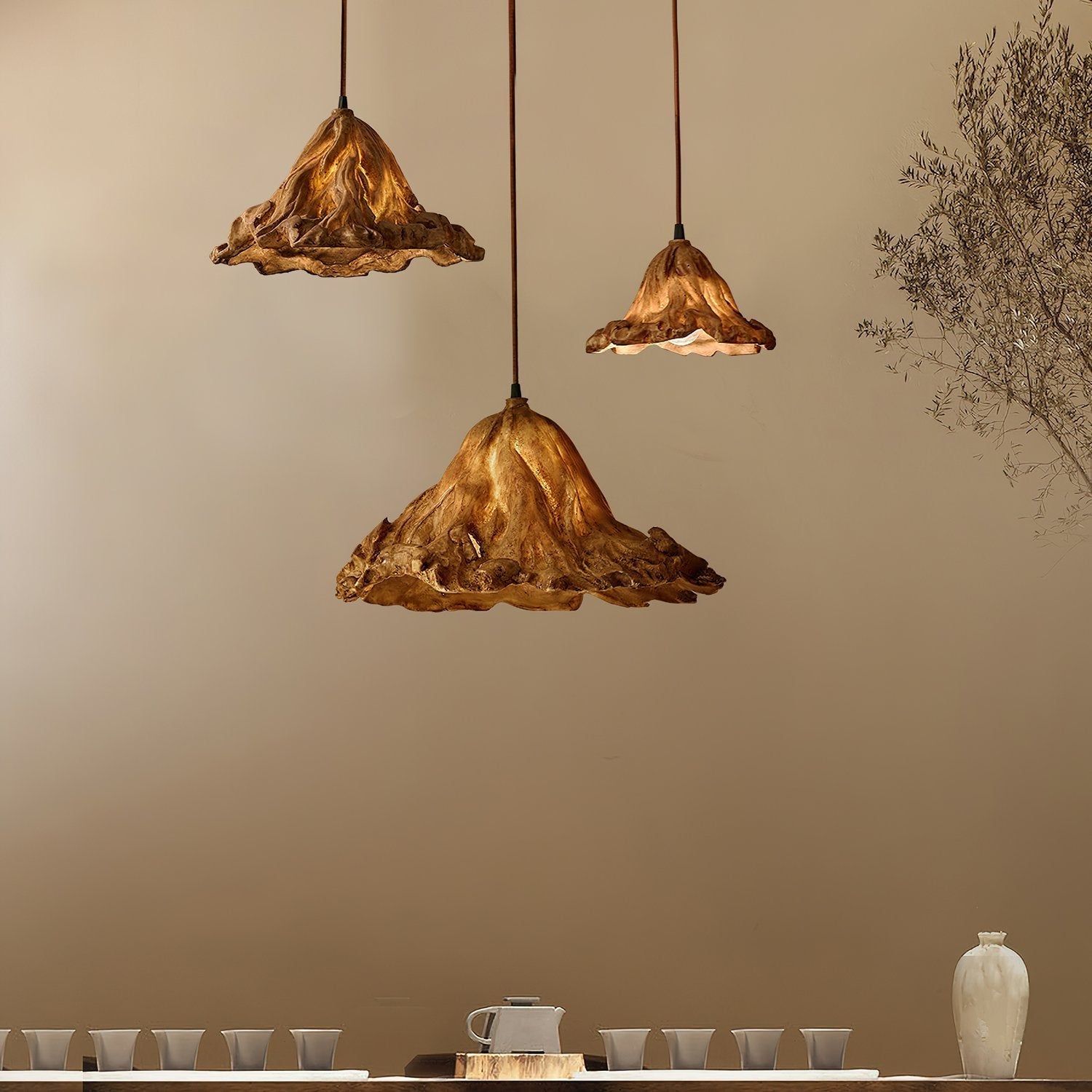 handcrafted-lotus-leaf-resin-pendant-lamp-wood-finish-ceiling-light-for-living-room