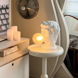 Sculptural Resin Portrait Bust Table Lamp with Pink Glass Bubble Gum Shade for Modern Interiors