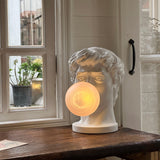 Sculptural Resin Portrait Bust Table Lamp with Pink Glass Bubble Gum Shade for Modern Interiors