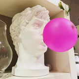 Sculptural Resin Portrait Bust Table Lamp with Pink Glass Bubble Gum Shade for Modern Interiors