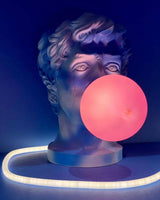 Sculptural Resin Portrait Bust Table Lamp with Pink Glass Bubble Gum Shade for Modern Interiors