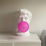 Sculptural Resin Portrait Bust Table Lamp with Pink Glass Bubble Gum Shade for Modern Interiors