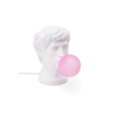 Sculptural Resin Portrait Bust Table Lamp with Pink Glass Bubble Gum Shade for Modern Interiors
