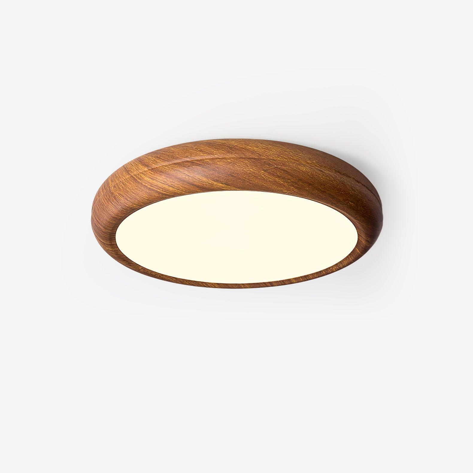 Nordic Minimalist Wood Grain Round LED Ceiling Light Flush Mount Overhead Fixture