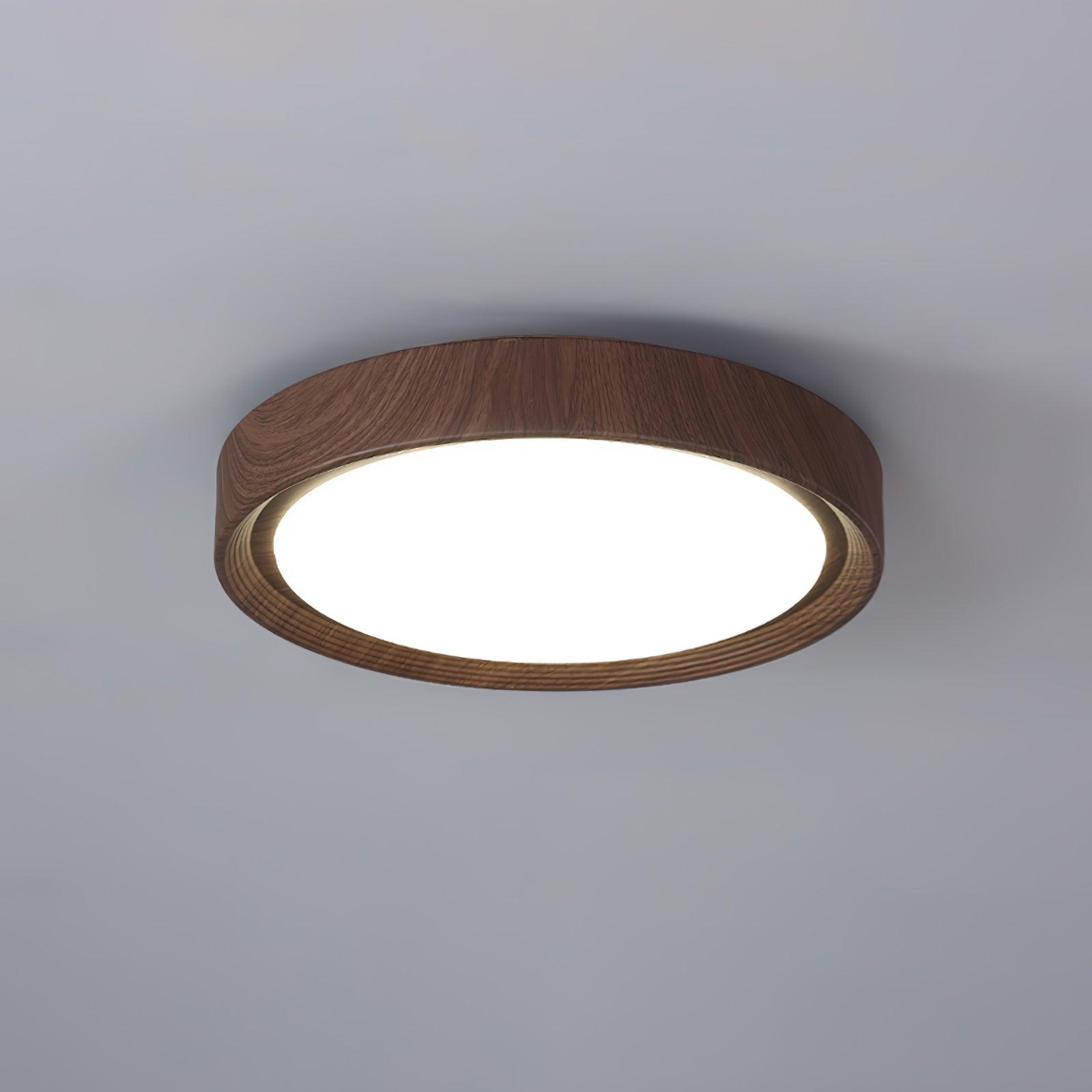 Nordic Minimalist Wood Grain Round LED Ceiling Light Flush Mount Overhead Fixture