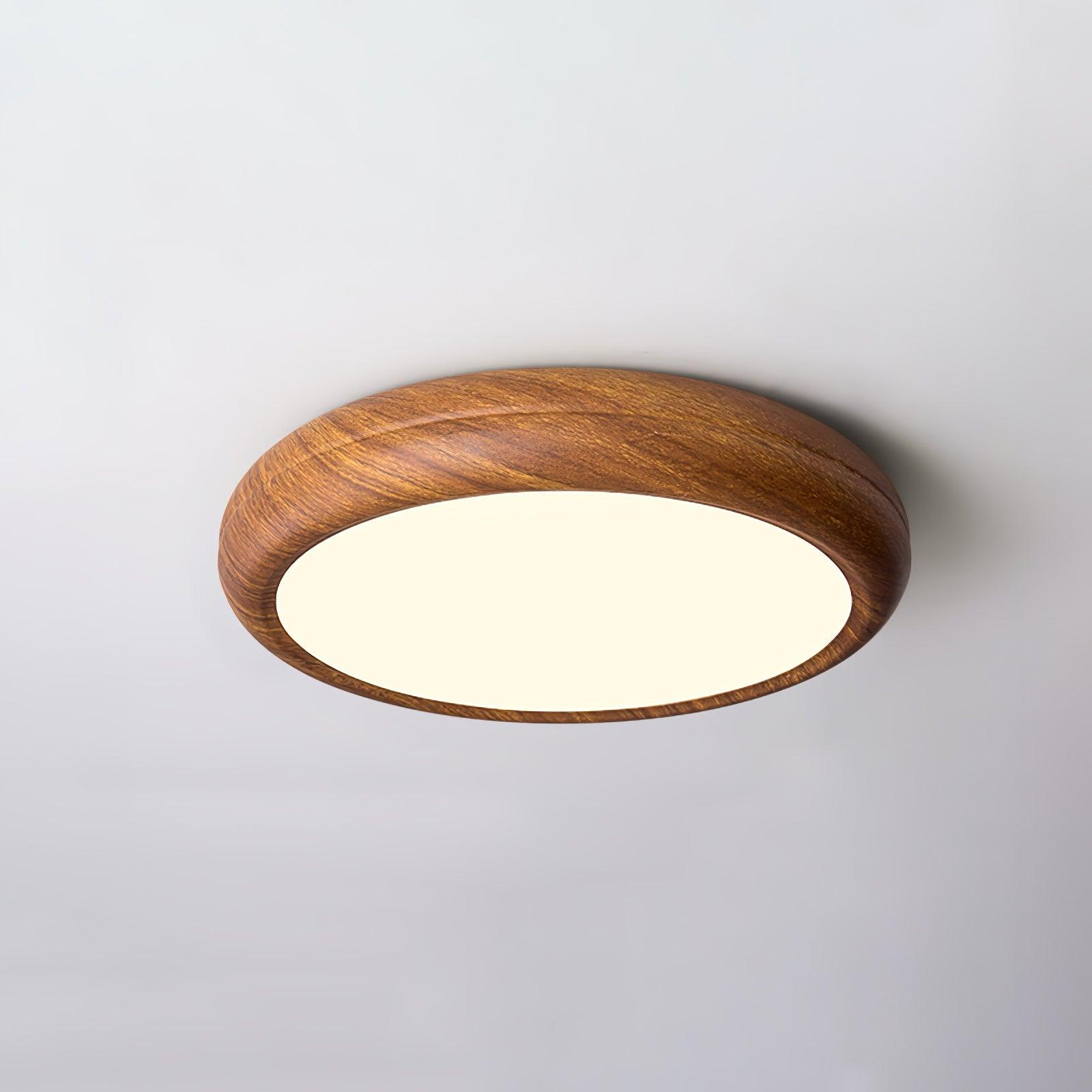 Nordic Minimalist Wood Grain Round LED Ceiling Light Flush Mount Overhead Fixture