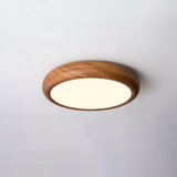 Nordic Minimalist Wood Grain Round LED Ceiling Light Flush Mount Overhead Fixture