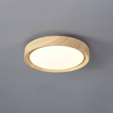 Nordic Minimalist Wood Grain Round LED Ceiling Light Flush Mount Overhead Fixture
