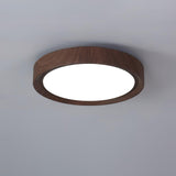 Nordic Minimalist Wood Grain Round LED Ceiling Light Flush Mount Overhead Fixture