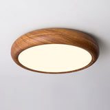 Nordic Minimalist Wood Grain Round LED Ceiling Light Flush Mount Overhead Fixture